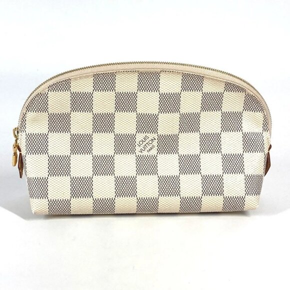 LOUIS VUITTON N60024 Damier Azur Pochette-Cosmetics Pouch Canvas White - Picture 5 of 15